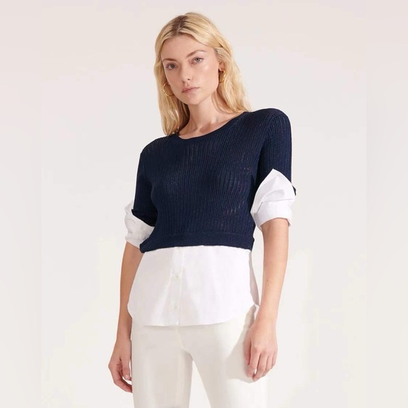 NWT Veronica Beard Kaley Mixed Media Sweater